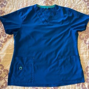 Carhartt Women's XL Cross Flex V-neck Media Scrub Top Style #C12110 Royal Blue